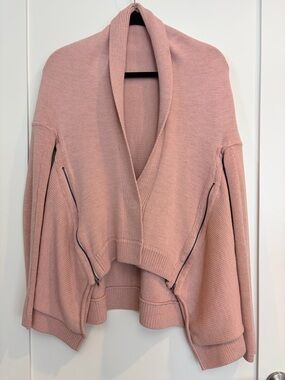 Lululemon Blush Pink Knit Wrap Cardigan w/ Deep Zip Pockets Size M